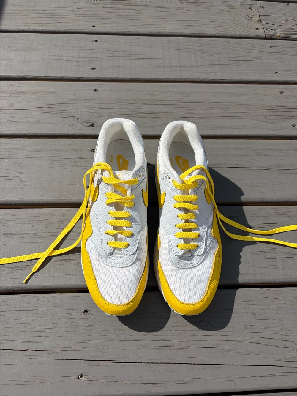 Nike White and Yellow Classic Runner Sneakers